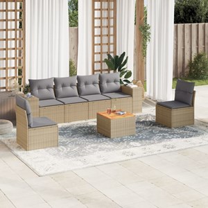 Maison exclusive - salon de jardin avec coussins 7 pcs beige résine tressée