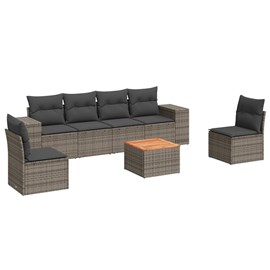 Maison exclusive - salon de jardin avec coussins 7 pcs gris résine tressée