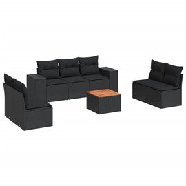 Maison exclusive - salon de jardin 8 pcs avec coussins noir résine tressée