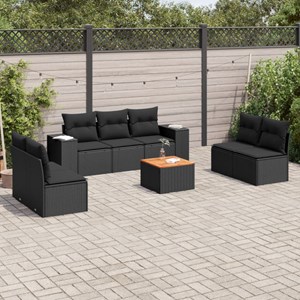 Maison exclusive - salon de jardin 8 pcs avec coussins noir résine tressée
