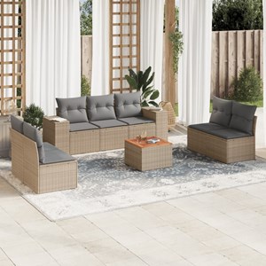 Maison exclusive - salon de jardin avec coussins 8 pcs beige résine tressée