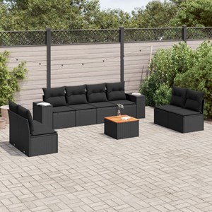 Maison exclusive - salon de jardin 9 pcs avec coussins noir résine tressée