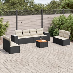 Maison exclusive - salon de jardin 9 pcs avec coussins noir résine tressée