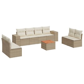 Maison exclusive - salon de jardin avec coussins 9 pcs beige résine tressée