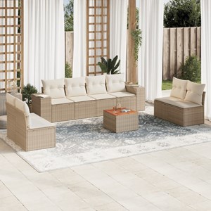 Maison exclusive - salon de jardin avec coussins 9 pcs beige résine tressée