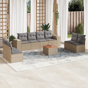 Maison exclusive - salon de jardin avec coussins 9 pcs beige résine tressée