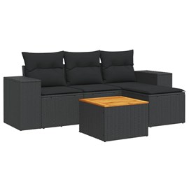 Maison exclusive - salon de jardin 5 pcs avec coussins noir résine tressée