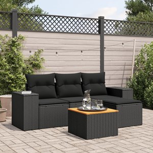 Maison exclusive - salon de jardin 5 pcs avec coussins noir résine tressée