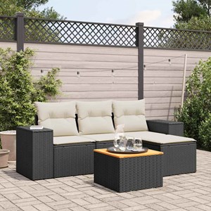 Maison exclusive - salon de jardin 5 pcs avec coussins noir résine tressée