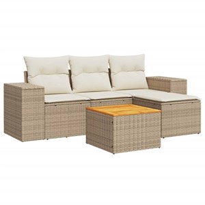 Maison exclusive - salon de jardin avec coussins 5 pcs beige résine tressée
