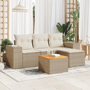 Maison exclusive - salon de jardin avec coussins 5 pcs beige résine tressée