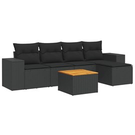 Maison exclusive - salon de jardin 6 pcs avec coussins noir résine tressée