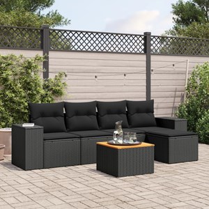 Maison exclusive - salon de jardin 6 pcs avec coussins noir résine tressée