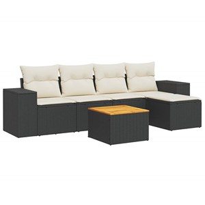 Maison exclusive - salon de jardin 6 pcs avec coussins noir résine tressée