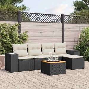 Maison exclusive - salon de jardin 6 pcs avec coussins noir résine tressée