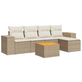 Maison exclusive - salon de jardin avec coussins 6 pcs beige résine tressée