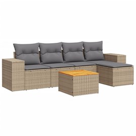 Maison exclusive - salon de jardin avec coussins 6 pcs beige résine tressée