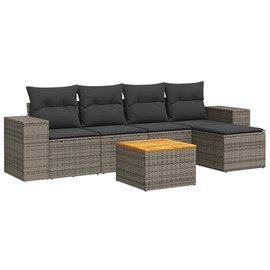 Maison exclusive - salon de jardin 6 pcs avec coussins gris résine tressée