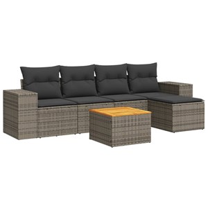 Maison exclusive - salon de jardin 6 pcs avec coussins gris résine tressée