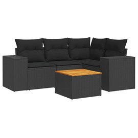 Maison exclusive - salon de jardin 5 pcs avec coussins noir résine tressée