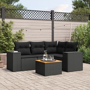 Maison exclusive - salon de jardin 5 pcs avec coussins noir résine tressée