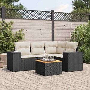 Maison exclusive - salon de jardin 5 pcs avec coussins noir résine tressée