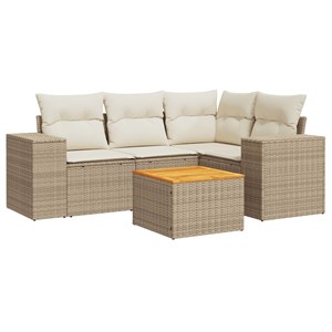 Maison exclusive - salon de jardin avec coussins 5 pcs beige résine tressée