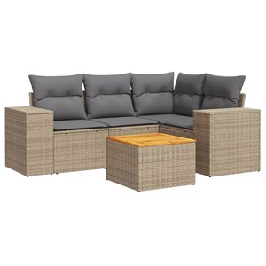 Maison exclusive - salon de jardin avec coussins 5 pcs beige résine tressée