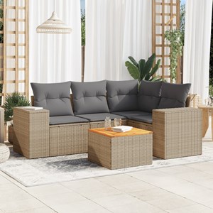 Maison exclusive - salon de jardin avec coussins 5 pcs beige résine tressée