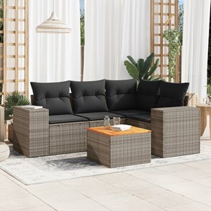 Maison exclusive - salon de jardin 5 pcs avec coussins gris résine tressée