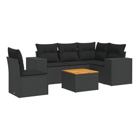 Maison exclusive - salon de jardin 6 pcs avec coussins noir résine tressée