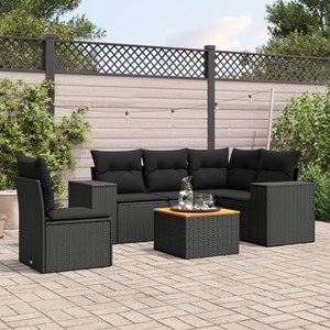 Maison exclusive - salon de jardin 6 pcs avec coussins noir résine tressée