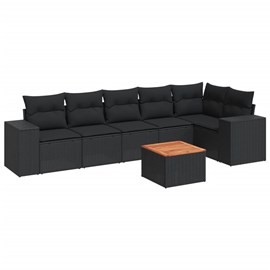 Maison exclusive - salon de jardin 7 pcs avec coussins noir résine tressée