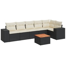 Maison exclusive - salon de jardin 7 pcs avec coussins noir résine tressée