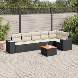 Maison exclusive - salon de jardin 7 pcs avec coussins noir résine tressée