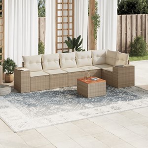 Maison exclusive - salon de jardin avec coussins 7 pcs beige résine tressée