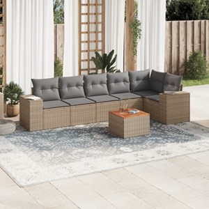 Maison exclusive - salon de jardin avec coussins 7 pcs beige résine tressée