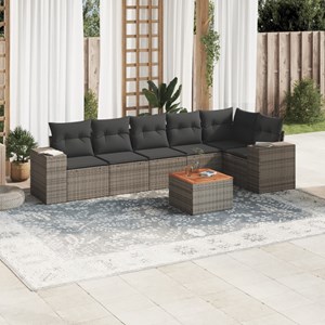 Maison exclusive - salon de jardin avec coussins 7 pcs gris résine tressée
