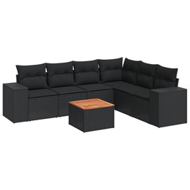 Maison exclusive - salon de jardin 7 pcs avec coussins noir résine tressée