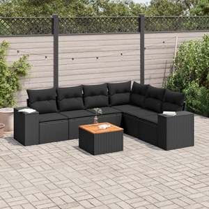 Maison exclusive - salon de jardin 7 pcs avec coussins noir résine tressée