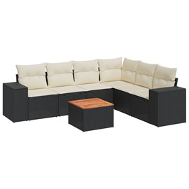 Maison exclusive - salon de jardin 7 pcs avec coussins noir résine tressée