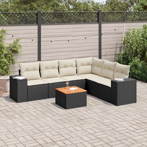 Maison exclusive - salon de jardin 7 pcs avec coussins noir résine tressée