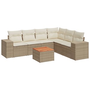 Maison exclusive - salon de jardin avec coussins 7 pcs beige résine tressée