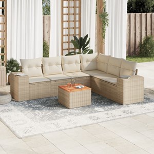 Maison exclusive - salon de jardin avec coussins 7 pcs beige résine tressée