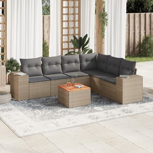 Maison exclusive - salon de jardin avec coussins 7 pcs beige résine tressée