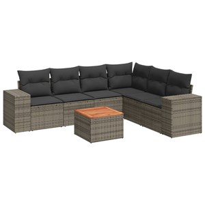 Maison exclusive - salon de jardin avec coussins 7 pcs gris résine tressée
