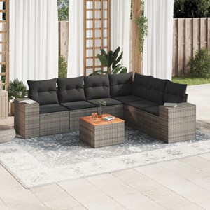 Maison exclusive - salon de jardin avec coussins 7 pcs gris résine tressée
