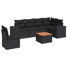 Maison exclusive - salon de jardin 7 pcs avec coussins noir résine tressée