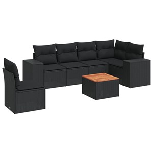 Maison exclusive - salon de jardin 7 pcs avec coussins noir résine tressée