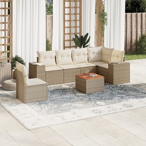 Maison exclusive - salon de jardin avec coussins 7 pcs beige résine tressée